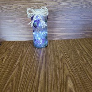 Purple floral Decoupaged jar